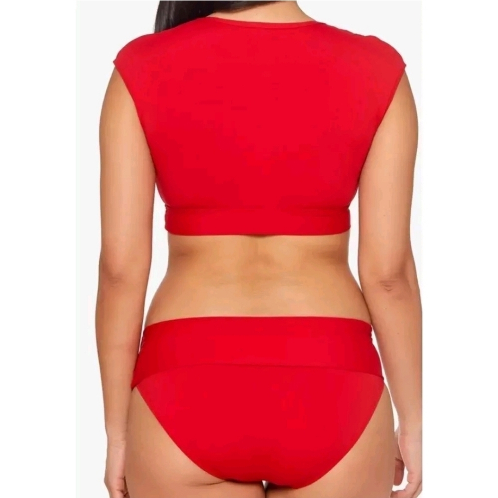 Bleu Rod Beattie Red Cap Sleeve Crop Swim Top & Bikini Bottom Set - Picture 4 of 6